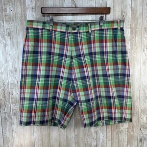 Brooks Brothers 346 Shorts Mens 40 Green Pink Blue Madras Plaid Preppy Summer